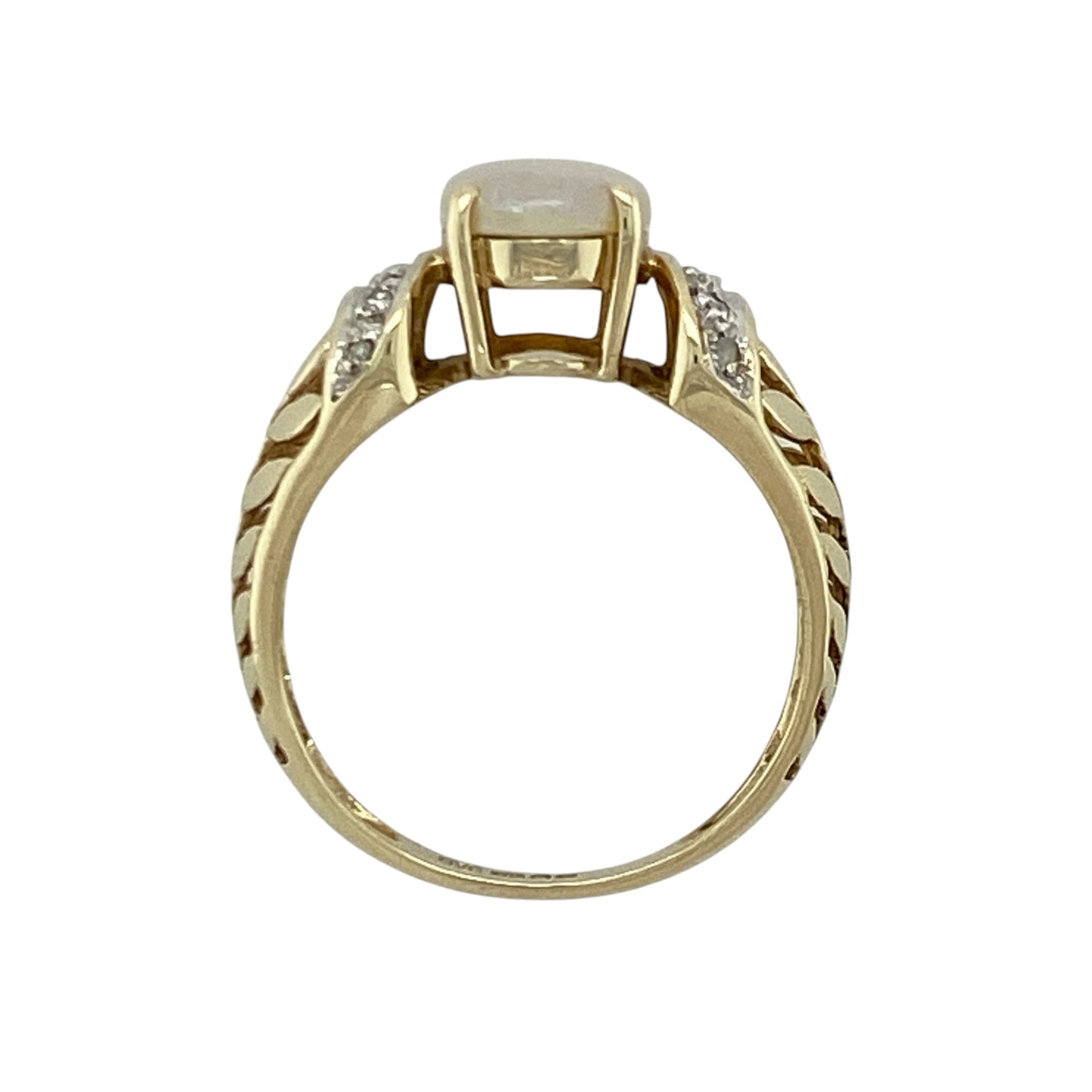 9ct Gold Diamond & Opalique Ring