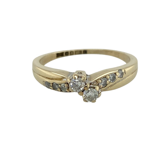 9ct Gold & Diamond Double Twist Ring