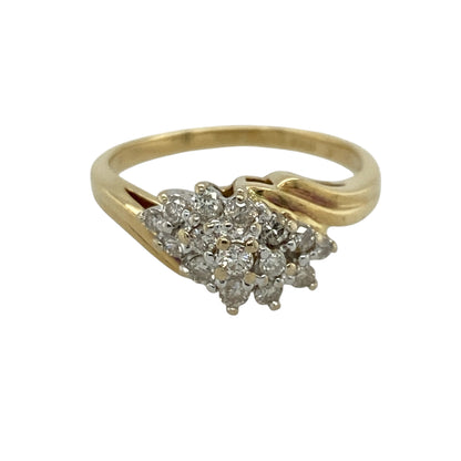 18ct Gold & Diamond Cluster Twist Ring