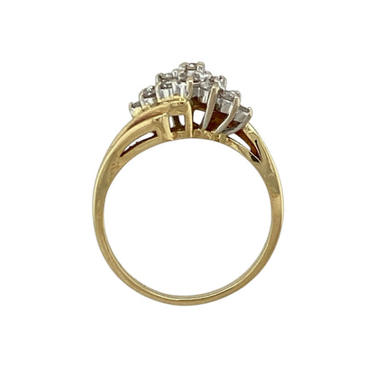 18ct Gold & Diamond Cluster Twist Ring