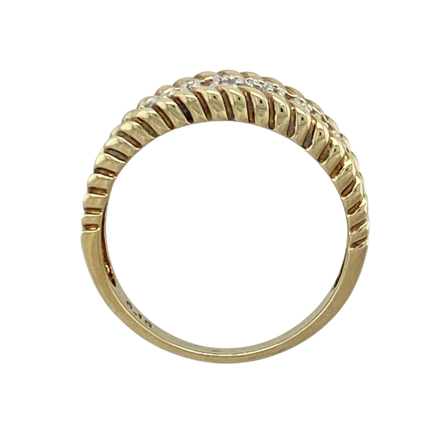 9ct Gold & Diamond Greek Key Wide Band Ring