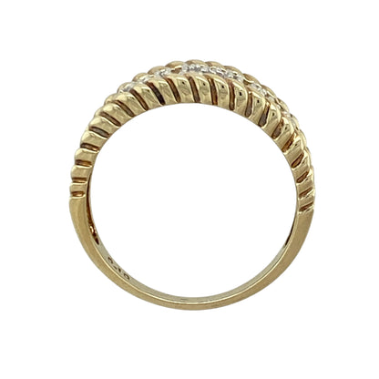 9ct Gold & Diamond Greek Key Wide Band Ring