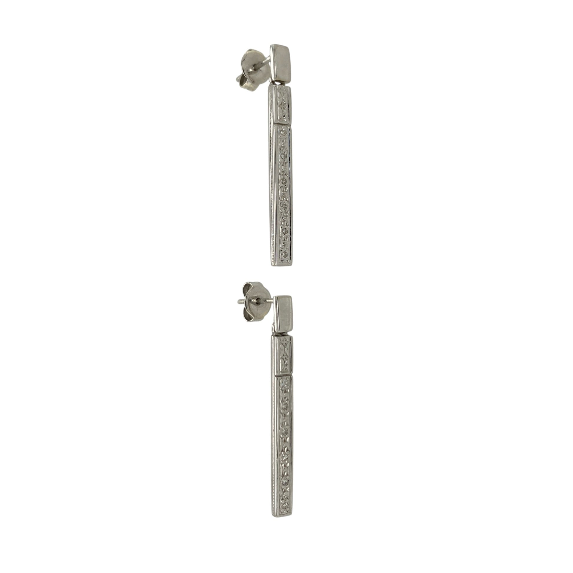 9ct White Gold & Diamond Bar Drop Earrings