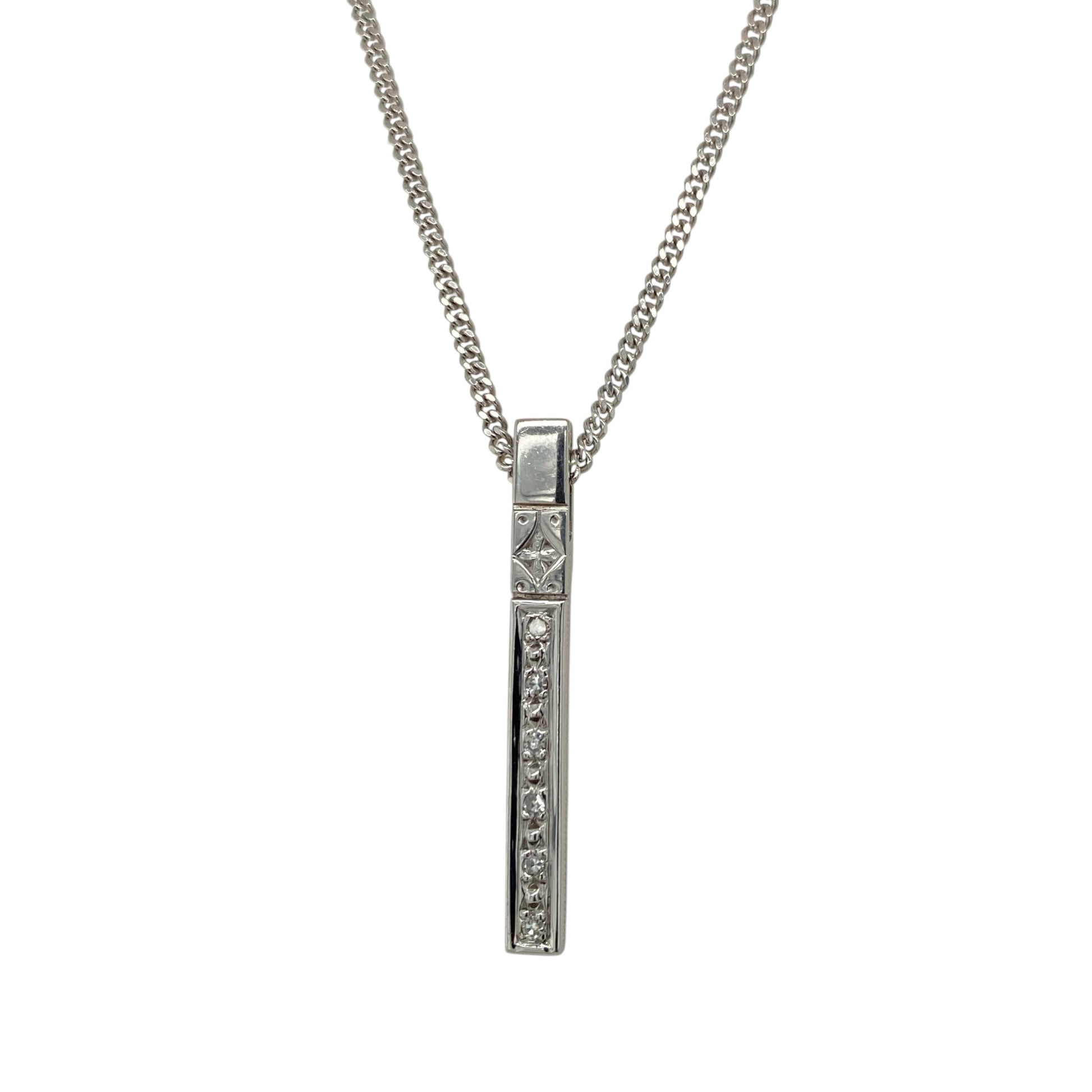 9ct White Gold & Diamond Bar Drop 18" Necklace