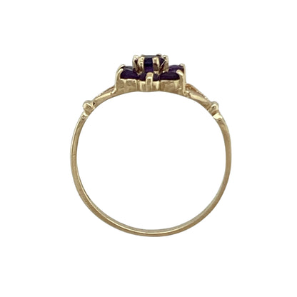 9ct Gold & Amethyst Flower Cluster Ring