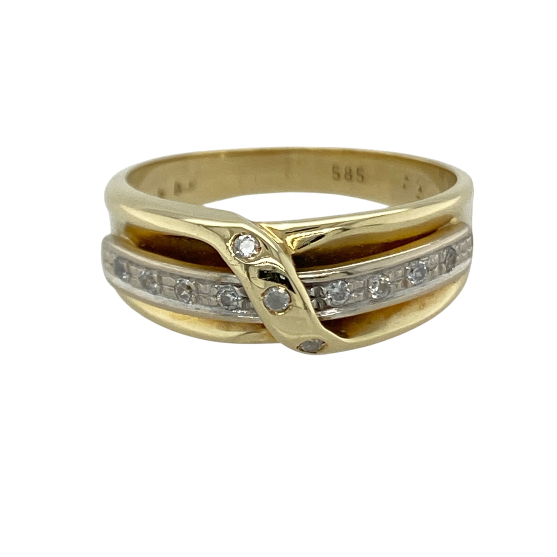 14ct Gold & Cubic Zirconia Wrap Over Band Ring