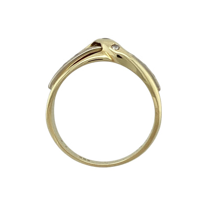 14ct Gold & Cubic Zirconia Wrap Over Band Ring