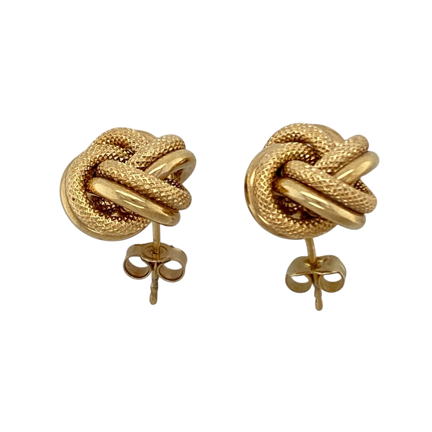 9ct Gold 14mm Patterned Knot Stud Earrings
