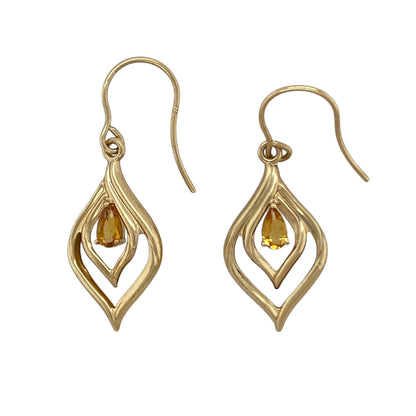 9ct Gold & Citrine Drop Earrings