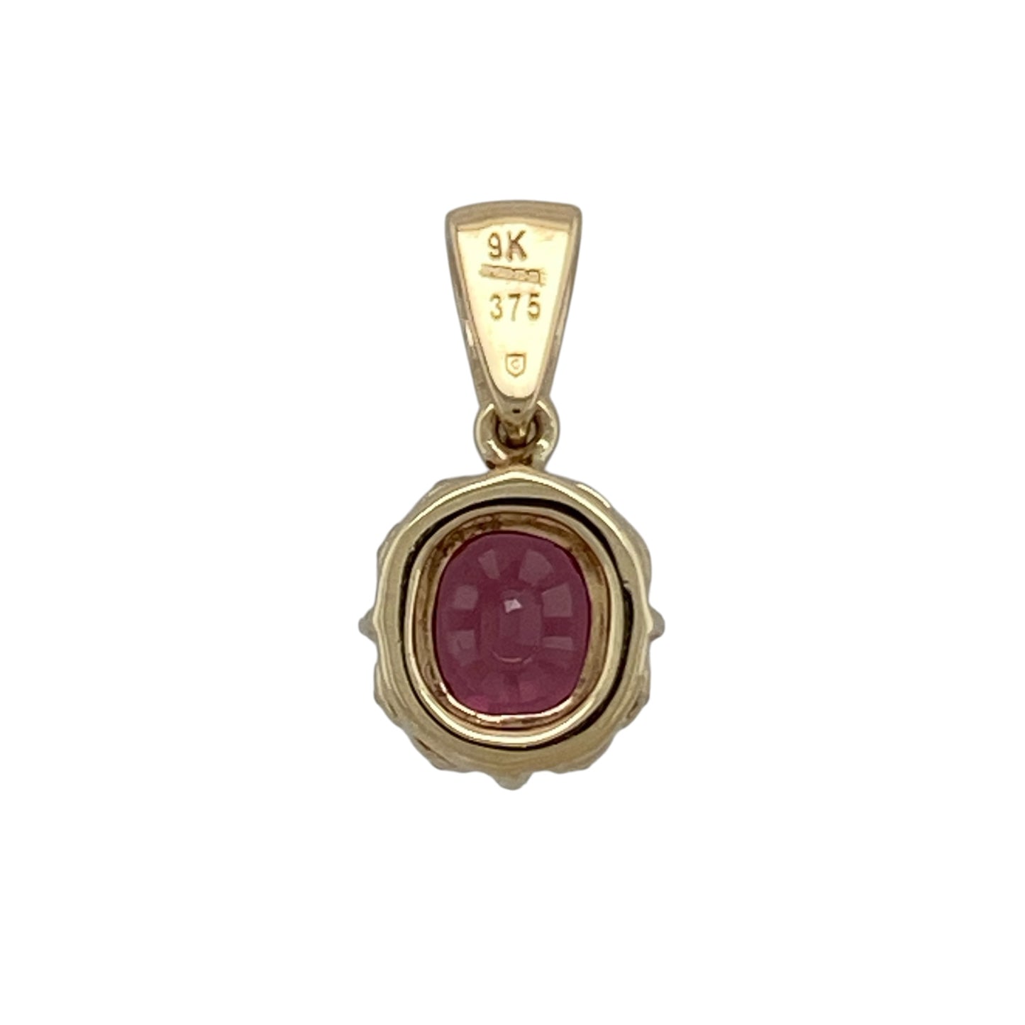 This pre-owned 9ct yellow gold pink tourmaline and cubic zirconia cluster pendant is a colourful gemstone design, featuring a pink tourmaline centre surrounded by cubic zirconia.

Design: Featuring a pink tourmaline centre stone surrounded by cubic zirconia in a cluster setting, this pendant combines soft pink tones with the warm finish of 9ct yellow gold.
Material: Made from 9-carat yellow gold.
Gemstone Detail: Pink tourmaline stone measuring approximately 8mm by 7mm, surrounded by cubic zirconia stones.