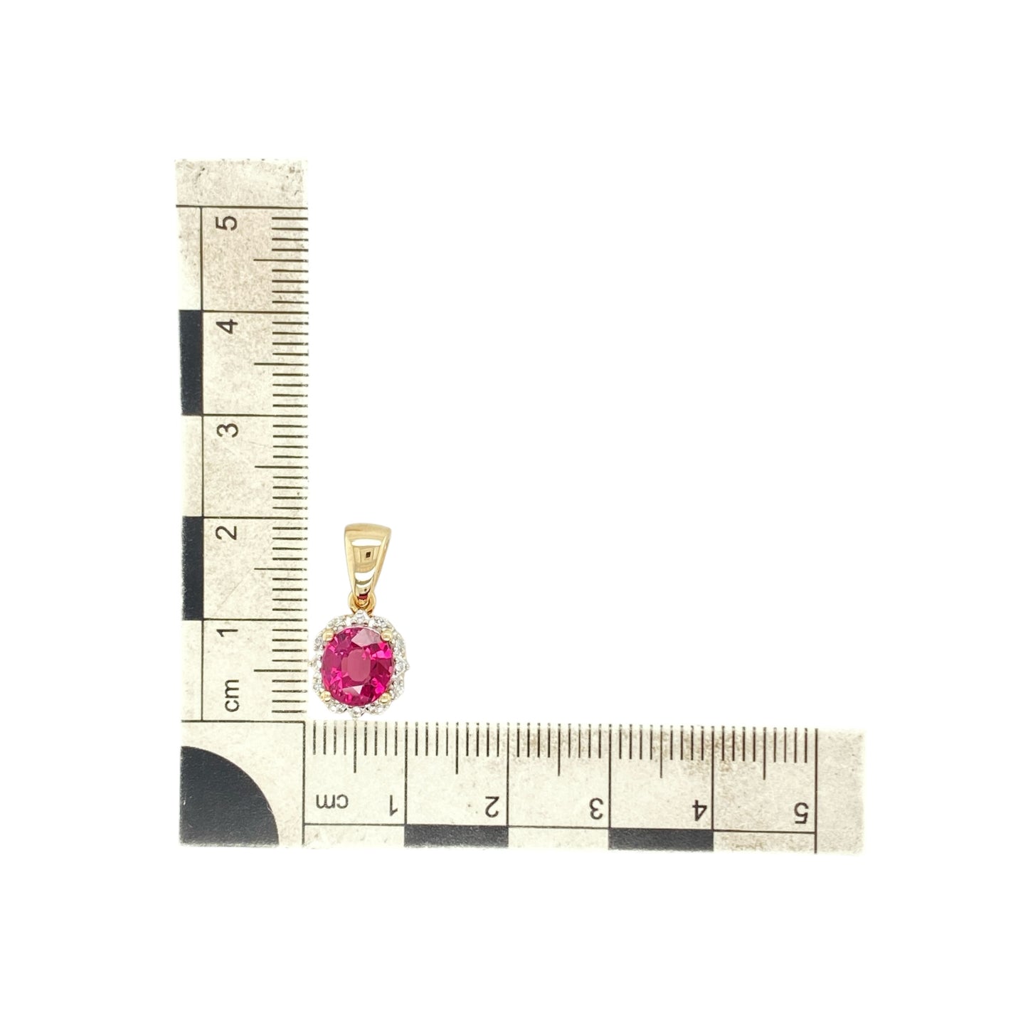 9ct Gold Pink Tourmaline & Cubic Zirconia Cluster Pendant