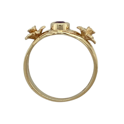 9ct Welsh Gold & Amethyst Daffodil Ring