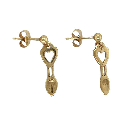 9ct Gold Lovespoon Drop Earrings
