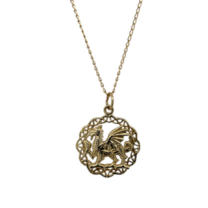 9ct Gold Welsh Dragon Celtic 20" Necklace