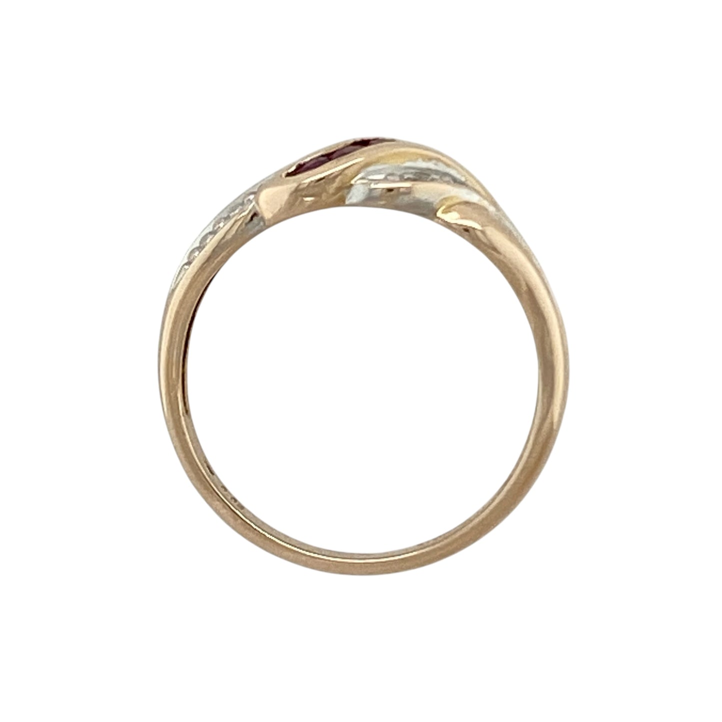 9ct Gold Diamond & Ruby Twist Band Ring