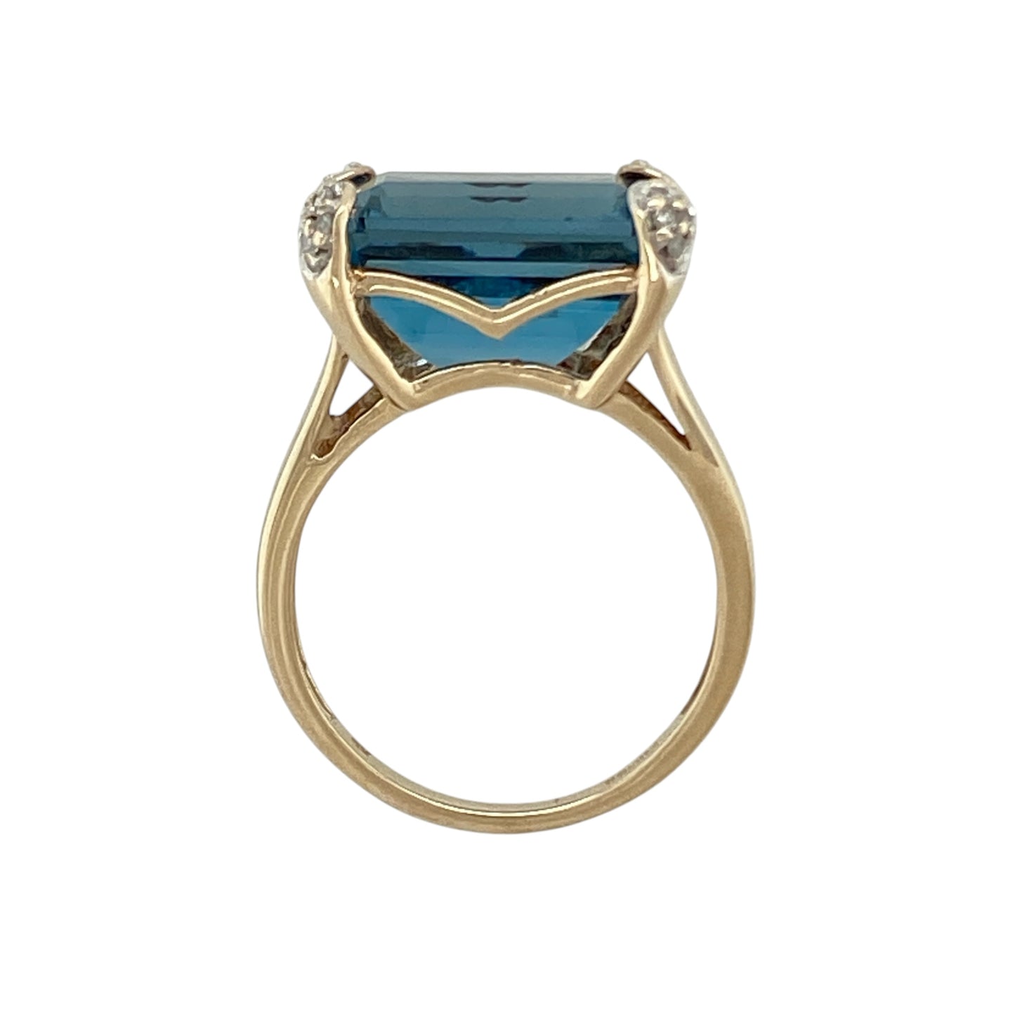 9ct Gold Diamond & Blue Topaz Ring