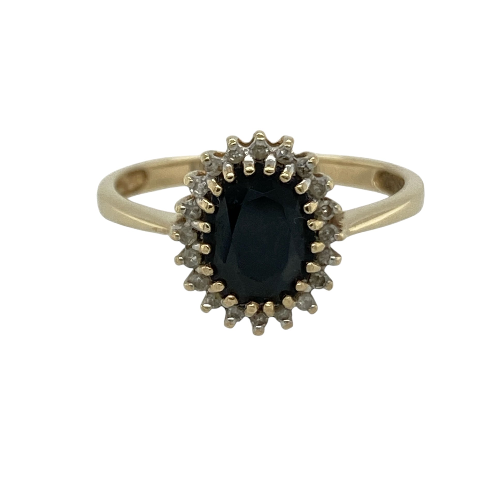 9ct Gold Diamond & Sapphire Cluster Ring