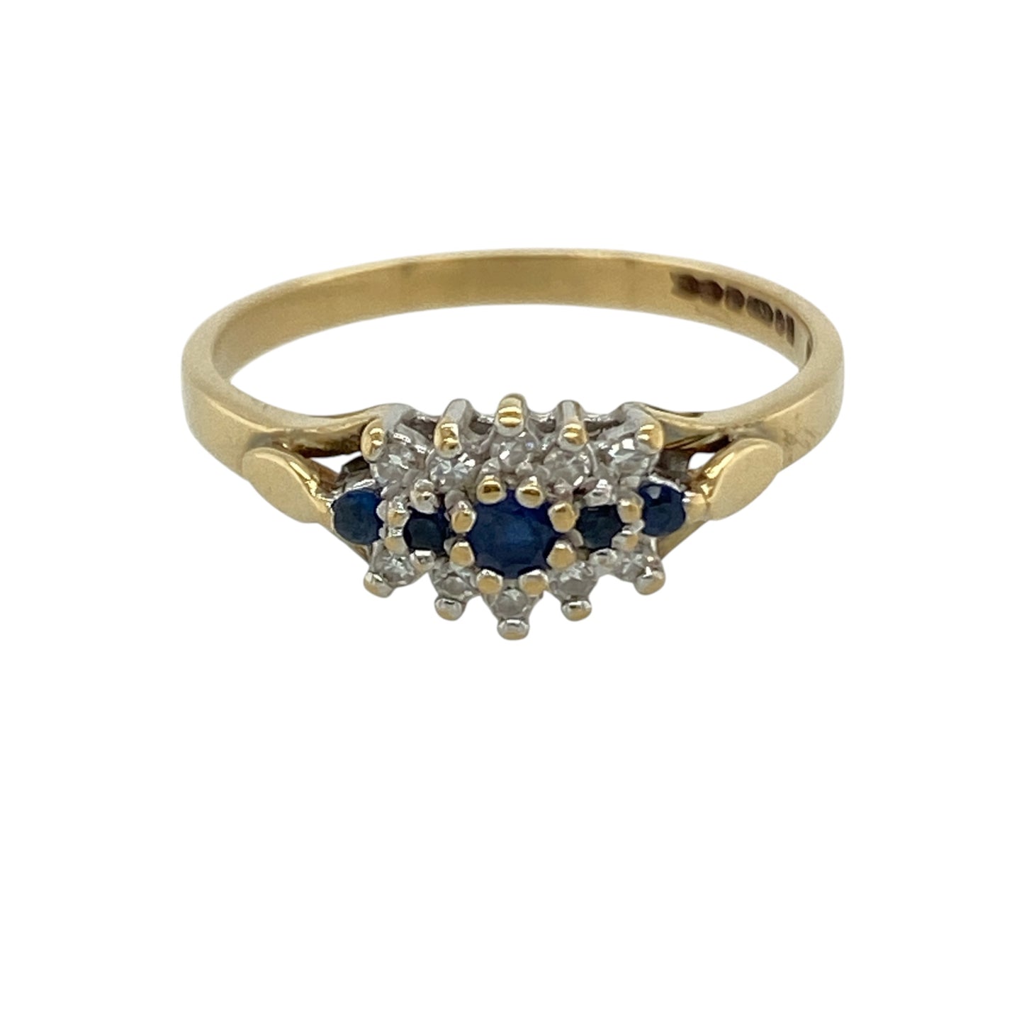 18ct Gold Diamond & Sapphire Cluster Ring