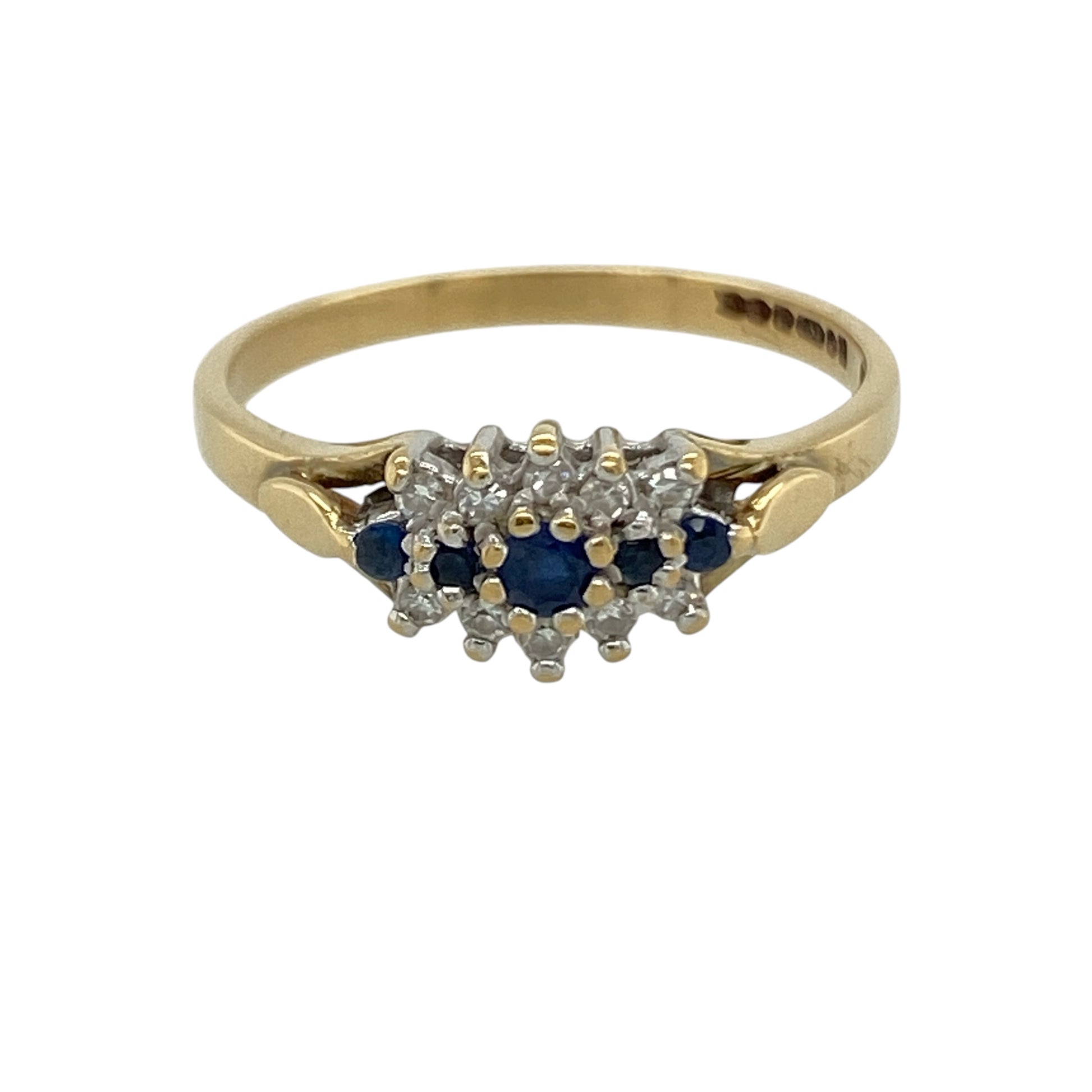 18ct Gold Diamond & Sapphire Cluster Ring