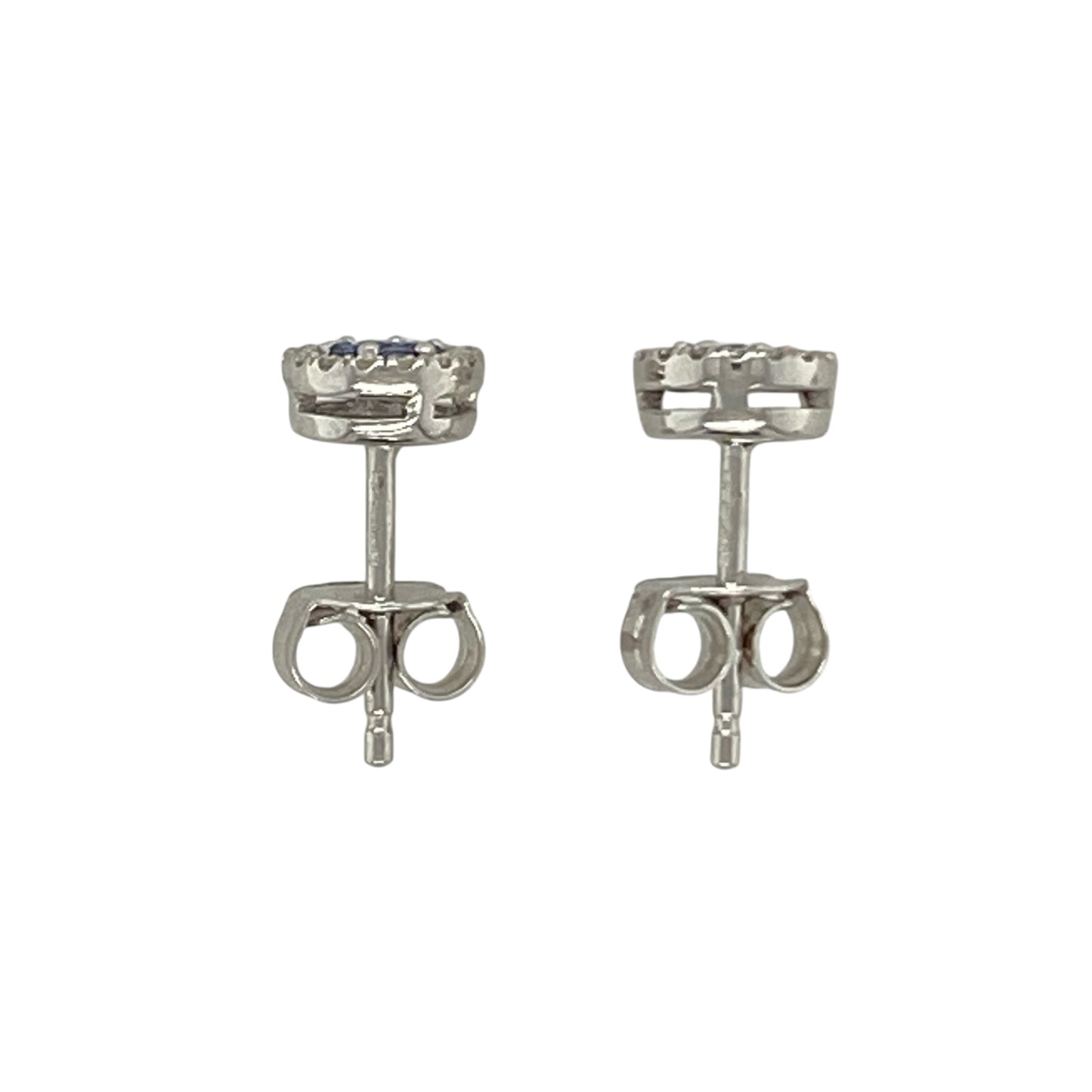 18ct White Gold Diamond & Sapphire Cluster Stud Earrings