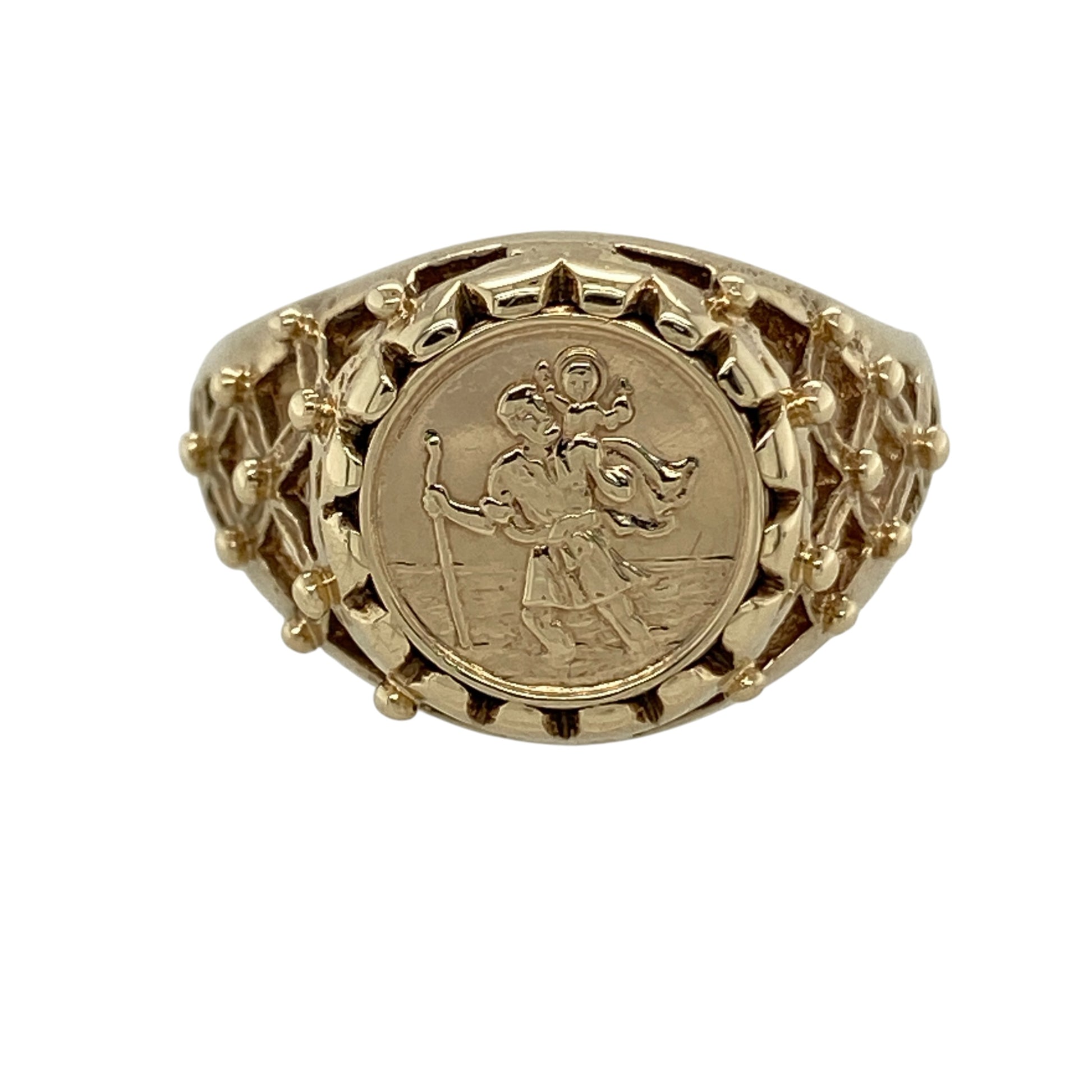 9ct Gold St Christopher Coin Style Ring