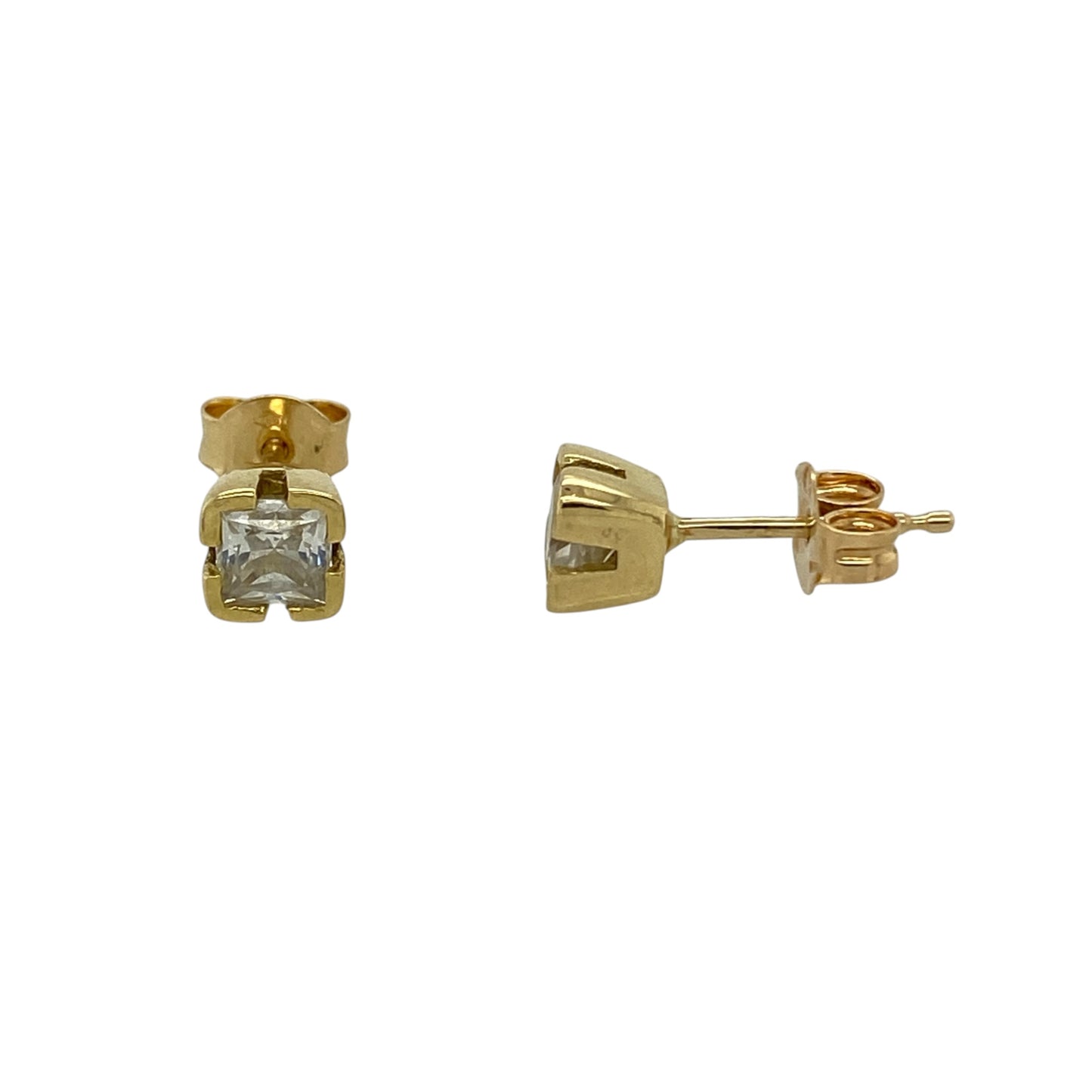 18ct Gold & Cubic Zirconia Square Stud Earrings