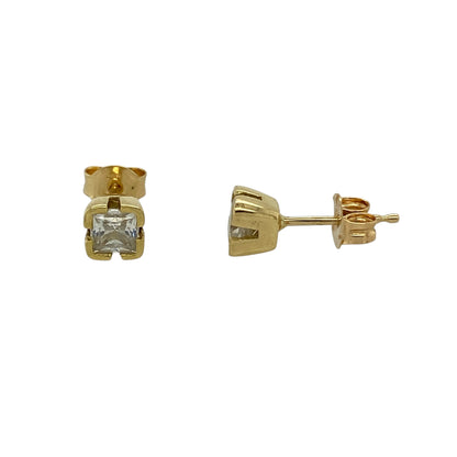 18ct Gold & Cubic Zirconia Square Stud Earrings