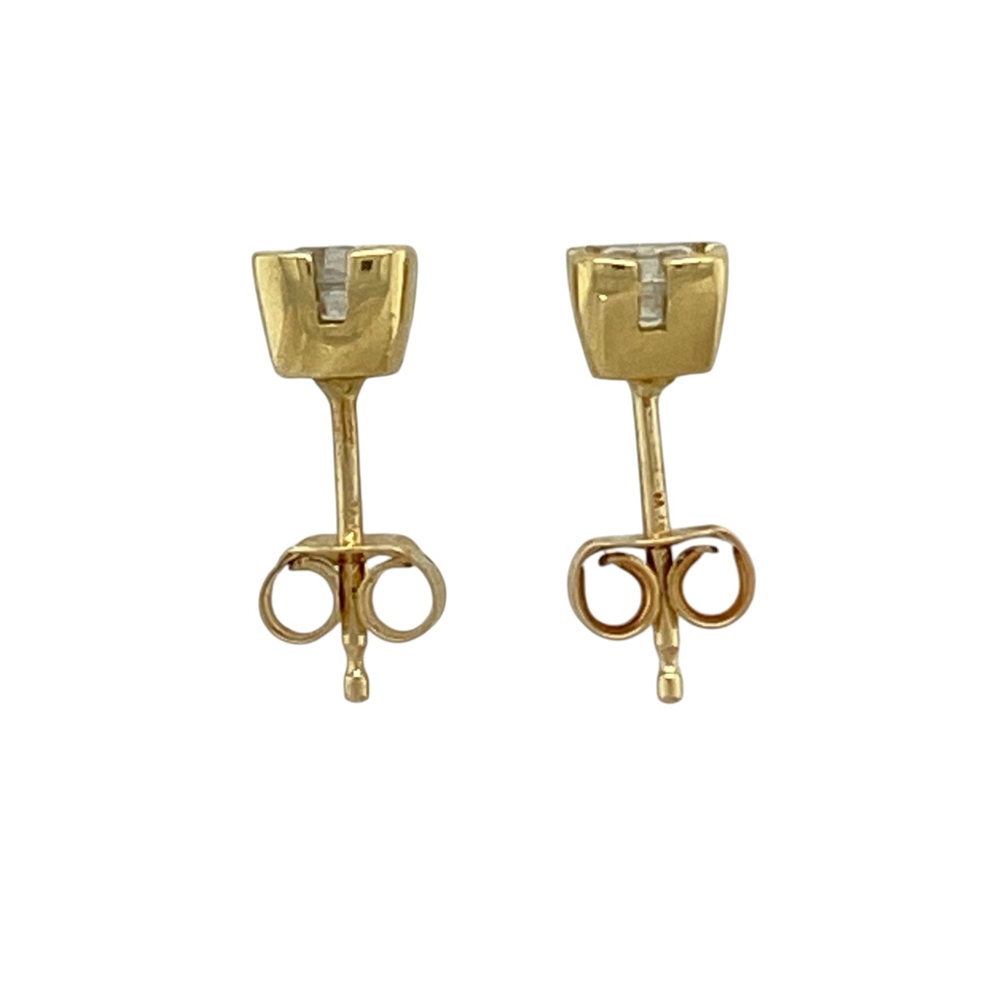18ct Gold & Cubic Zirconia Square Stud Earrings