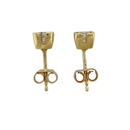 18ct Gold & Cubic Zirconia Square Stud Earrings