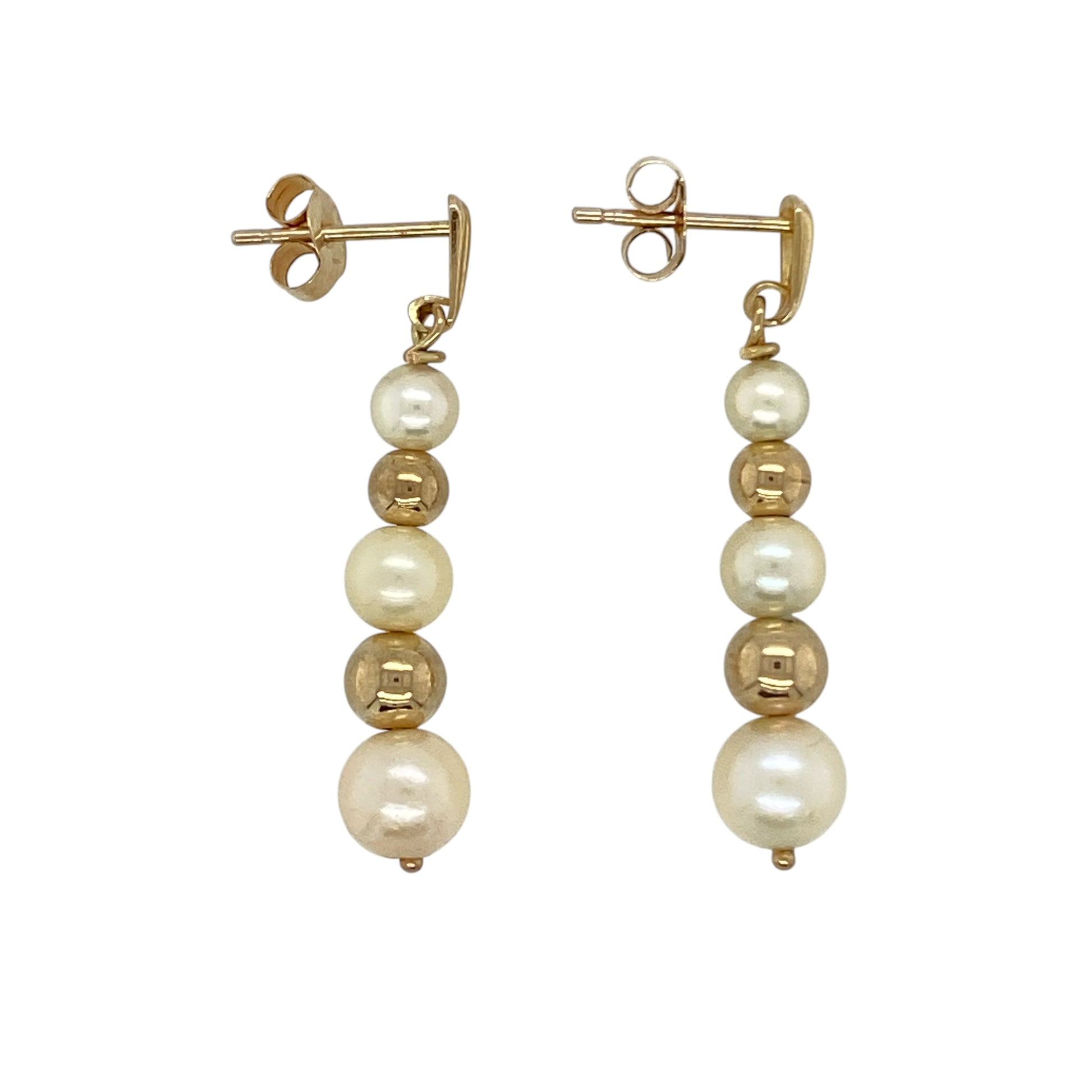 9ct Gold & Pearl Drop Earrings