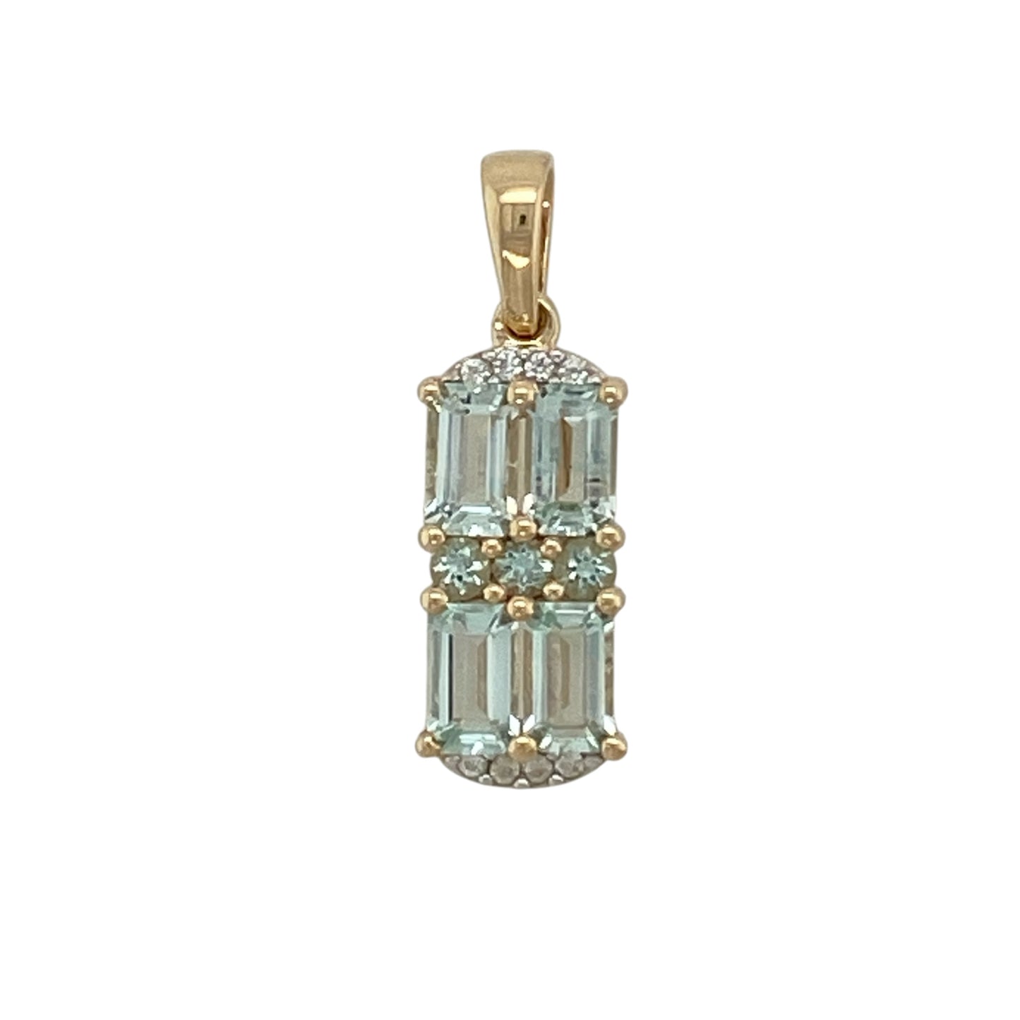 9ct Gold & Stone Set Rectangle Pendant