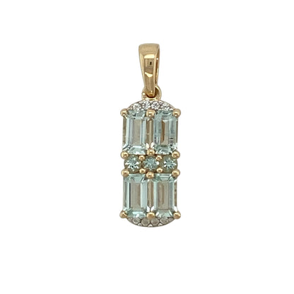 9ct Gold & Stone Set Rectangle Pendant