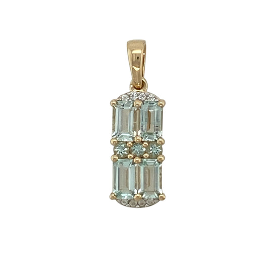 9ct Gold & Stone Set Rectangle Pendant