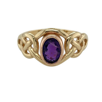 9ct Gold & Amethyst Set Clogau Celtic Knot Birthstone Ring