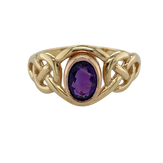 9ct Gold & Amethyst Set Clogau Celtic Knot Birthstone Ring