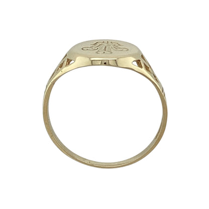 9ct Gold Welsh Three Feathers Oval Signet Ring