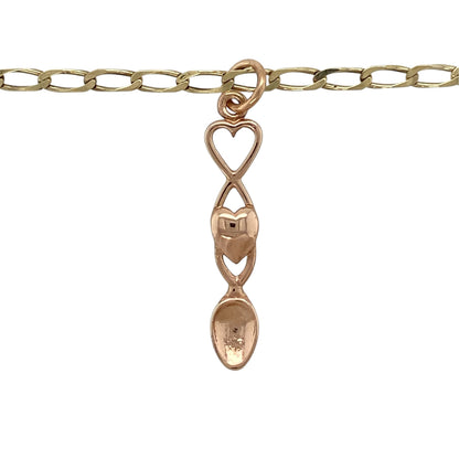 This pre-owned 9ct Welsh rose gold lovespoon pendant necklace is a meaningful Welsh-inspired design, featuring a traditional lovespoon motif in warm rose gold.

Design: Featuring a traditional Welsh lovespoon design, this pendant is finished in 9ct Welsh rose gold and suspended from a 16-inch open curb chain.
Material: Pendant made from 9-carat Welsh rose gold. The 9ct gold chain is not Welsh gold.
Pendant Detail: Lovespoon pendant measures approximately 3.4cm long including the bail.