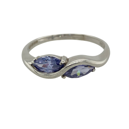 9ct White Gold & Tanzanite Twist Band Ring