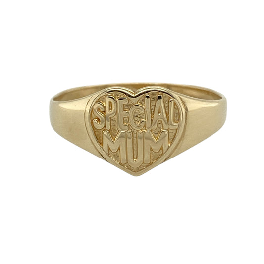 9ct Gold Special Mum Heart Signet Ring