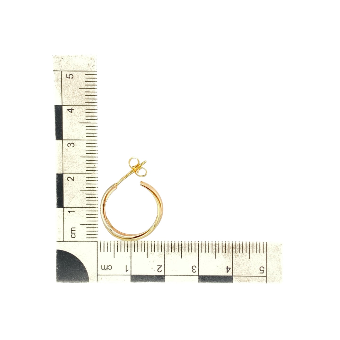 9ct Gold Three Band Twist Half Hoop Earrings