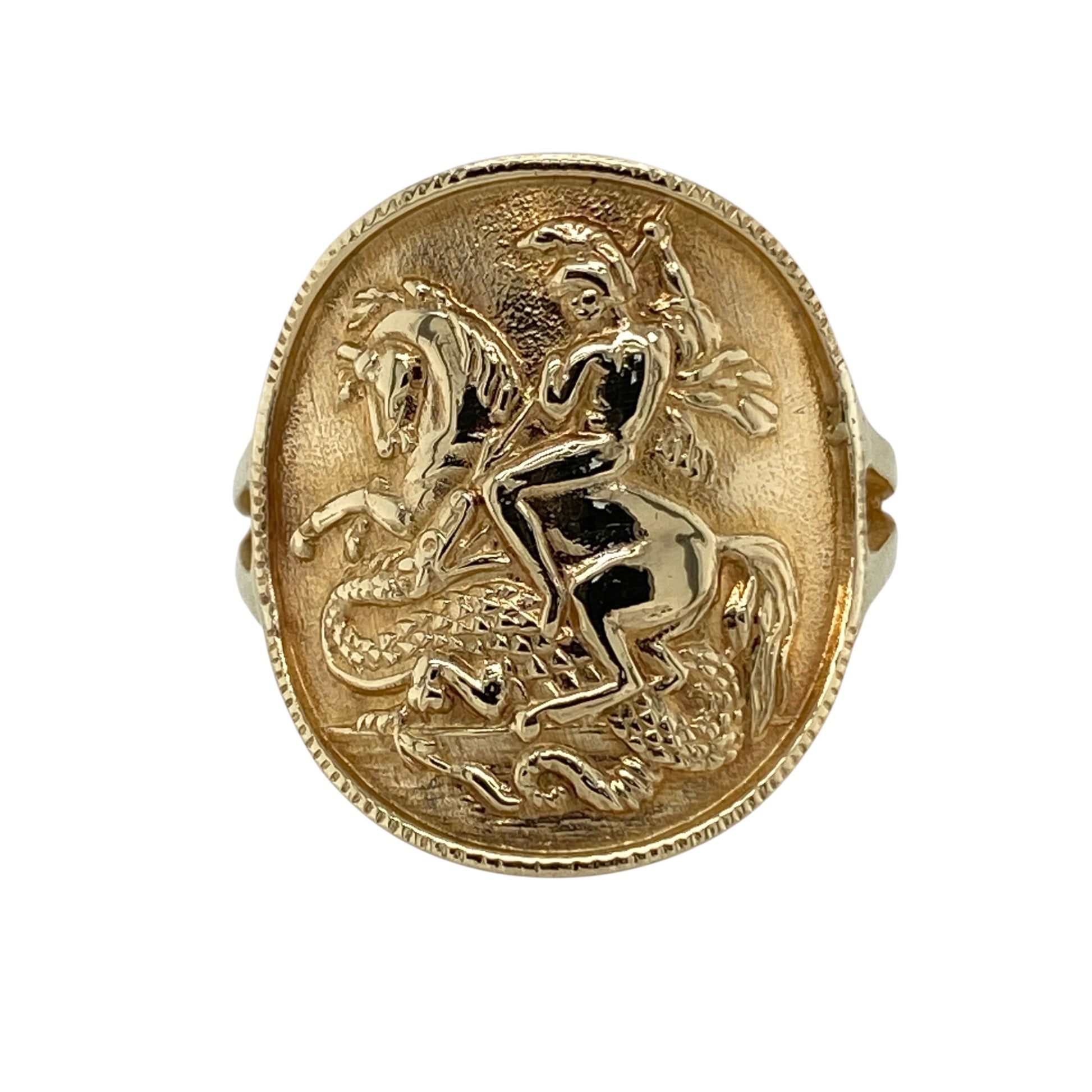 9ct Gold George and the Dragon Coin Style Ring