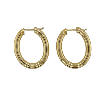 18ct Gold Oval Creole Earrings