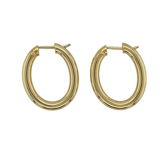 18ct Gold Oval Creole Earrings