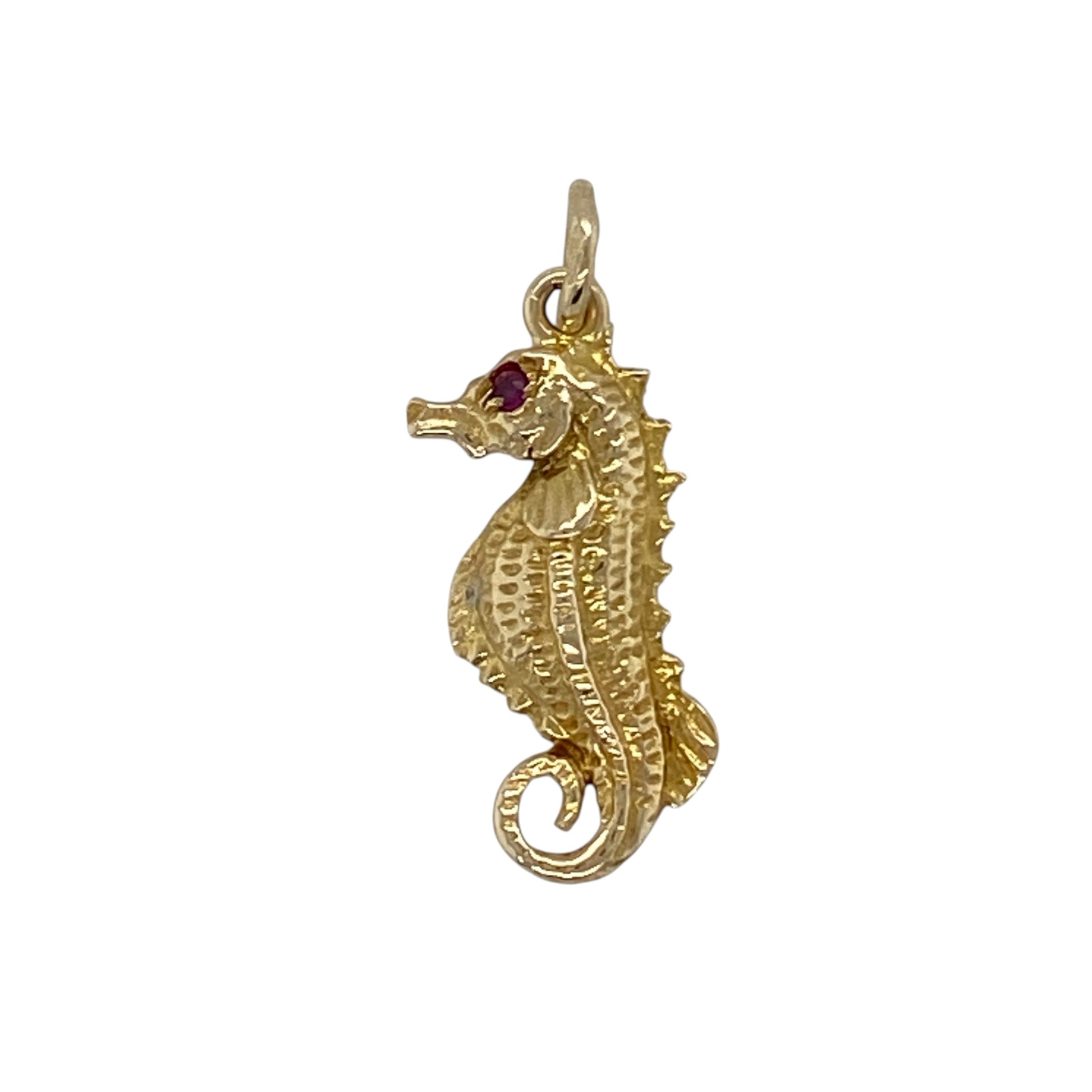 9ct Gold & Ruby Seahorse Pendant
