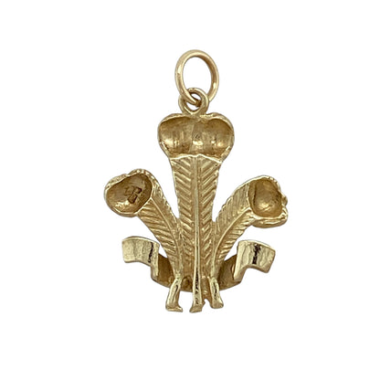 This pre-owned 9ct yellow gold Welsh Three Feathers pendant is a distinctive Welsh-inspired design, featuring the traditional Three Feathers emblem.

Design: Featuring the Welsh Three Feathers emblem, this pendant has a traditional design finished in warm 9ct yellow gold.
Material: Made from 9-carat yellow gold.
Pendant Detail: Welsh Three Feathers pendant with a bail measuring approximately 4mm in diameter.
Size & Weight: Total weight 2 grams.