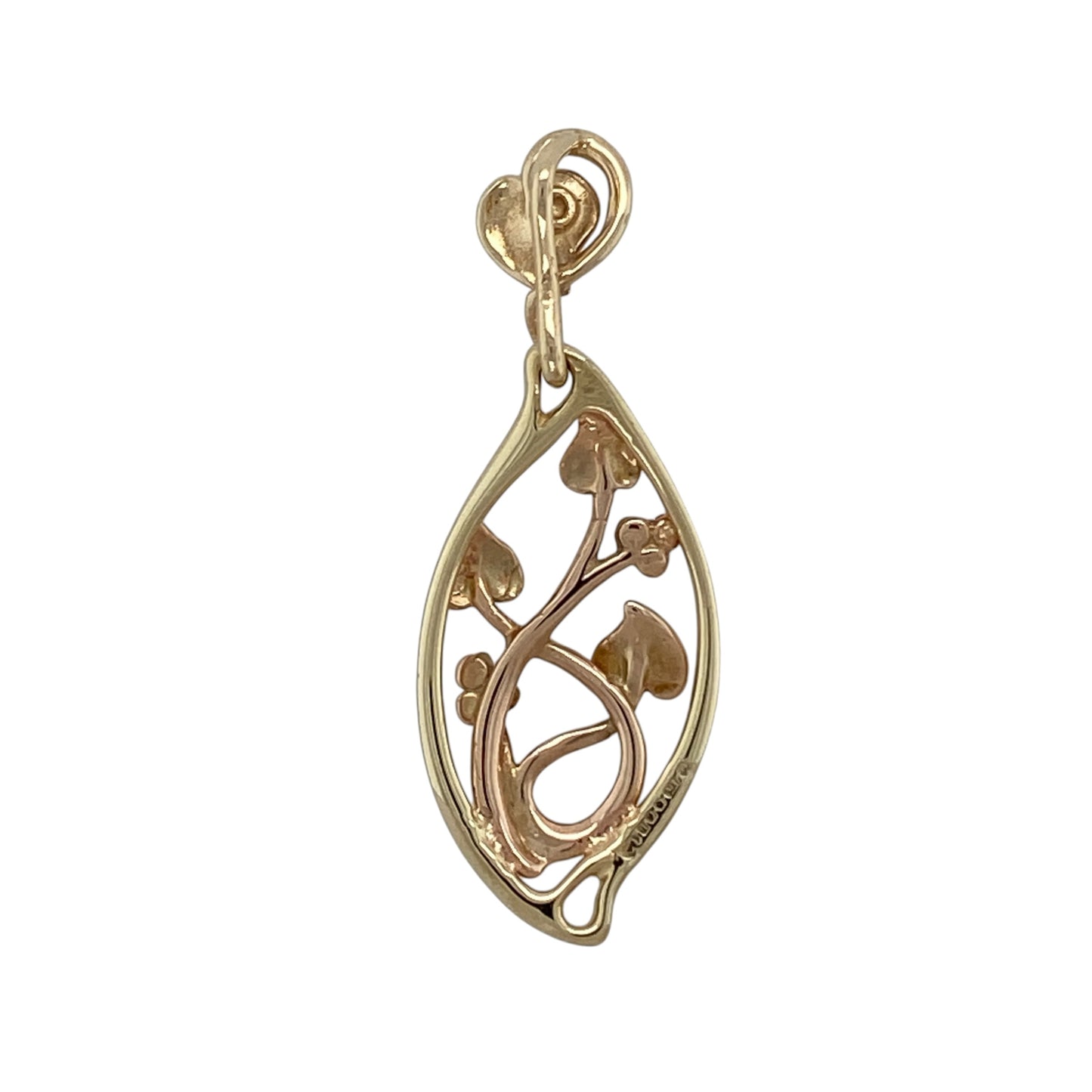 This pre-owned 9ct yellow and rose gold Clogau Tree of Life marquise-shaped pendant is a distinctive two-tone design, featuring Clogau’s iconic Tree of Life detailing.

Design: Featuring a marquise-shaped design with Clogau’s Tree of Life detailing, this pendant combines warm yellow gold with contrasting rose gold accents.
Material: Made from 9-carat yellow and rose gold.
Pendant Detail: Tree of Life marquise-shaped pendant with a bail measuring approximately 8mm by 3mm.