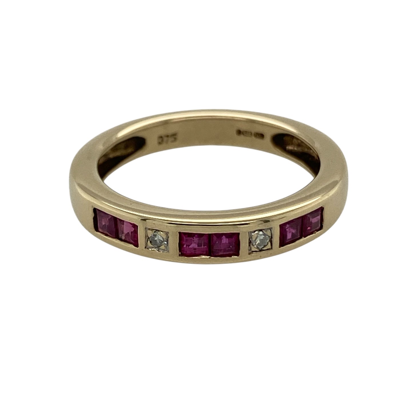 9ct Gold Diamond & Ruby Band Ring