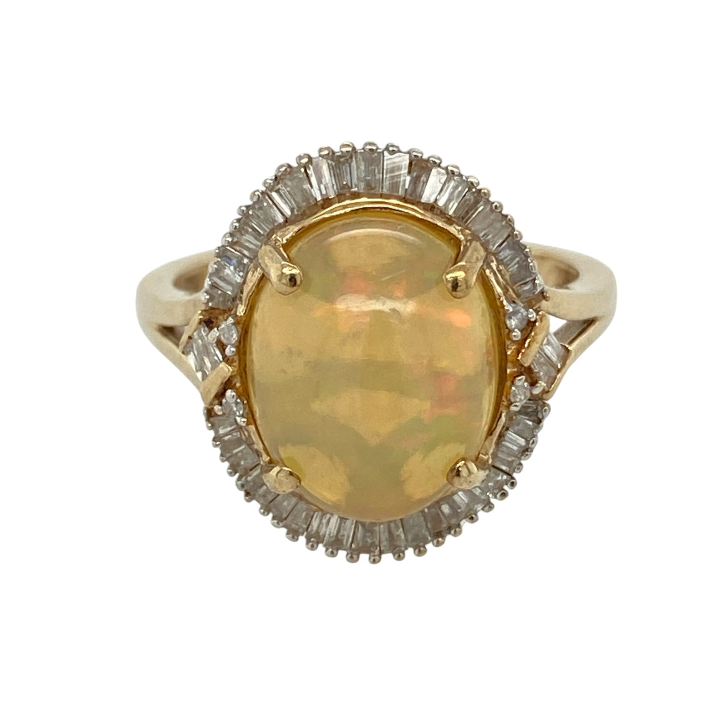 9ct Gold Diamond & Opalique Cluster Ring
