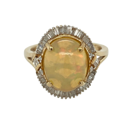 9ct Gold Diamond & Opalique Cluster Ring