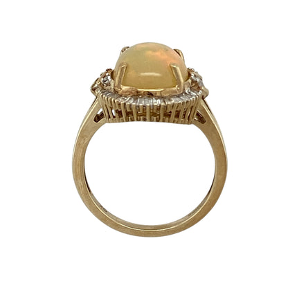 9ct Gold Diamond & Opalique Cluster Ring